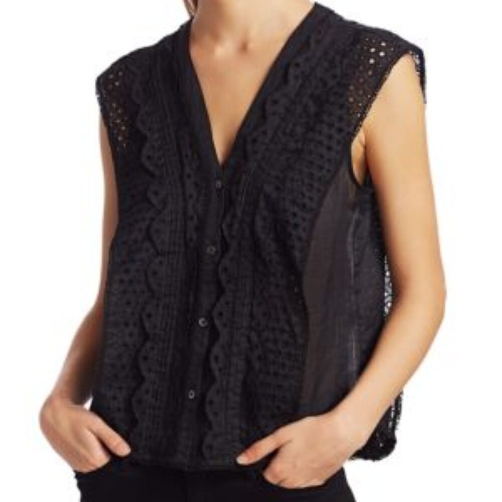 Frame Lace Pintuck Blouse in size Medium